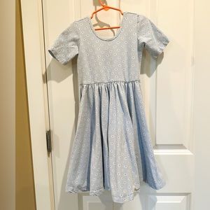 Alice + Ames The Short Sleeve Ballet Dress in Blue Daisy Pattern